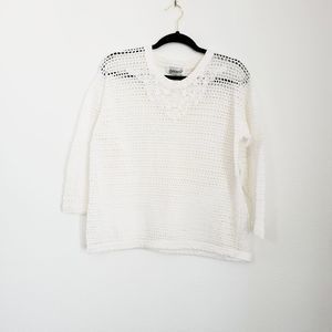 Agenda Eyelet White Top Floral Detail on Neckline